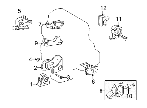 Diagram for 2008 Scion xB Engine & Trans Mounting 