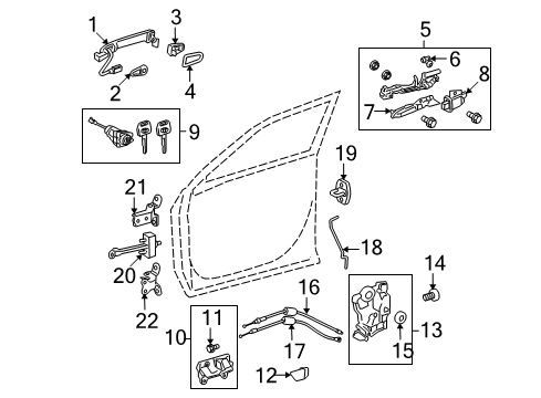 Diagram for 2009 Toyota Highlander Lock & Hardware 