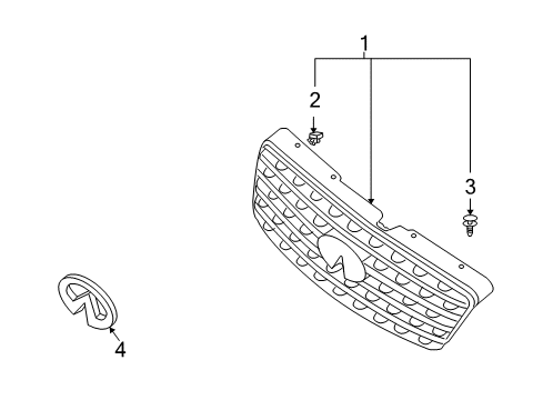 Diagram for 2008 Infiniti FX45 Grille & Components