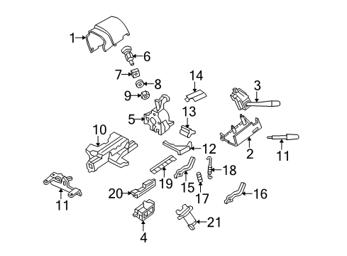 Diagram for 2009 Ford E-250 Shroud, Switches & Levers
