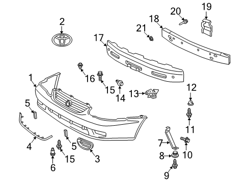 Diagram for 2001 Toyota Corolla Bumper & Components - Front 