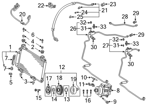 Diagram for 2002 Toyota MR2 Spyder A/C Condenser, Compressor & Lines 