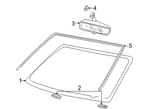 Diagram for 2002 Ford F-350 Super Duty Windshield Glass, Reveal Moldings