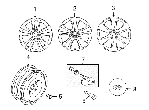 Diagram for 2009 Infiniti FX50 Wheels, Covers & Trim