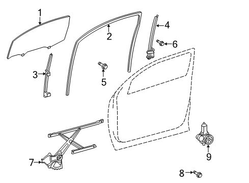 Diagram for 2007 Toyota Tundra Glass - Front Door