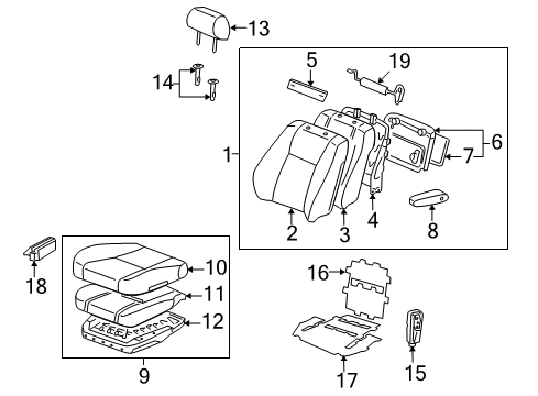 Diagram for 2005 Toyota Land Cruiser Front Seat Components