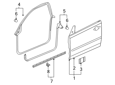 Diagram for 2008 Pontiac G6 Door & Components