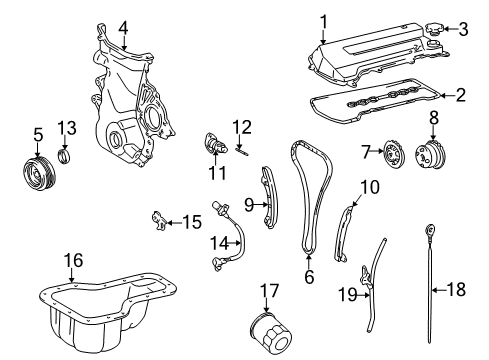 Diagram for 2001 Toyota Corolla Engine Parts