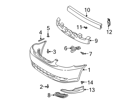 Diagram for 2004 Toyota Corolla Bumper & Components - Front