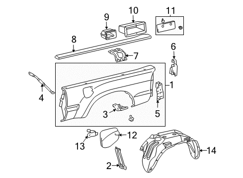 Diagram for 2012 Toyota Tacoma Front & Side Panels 