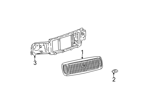 Diagram for 2001 Ford F-250 Super Duty Grille & Components