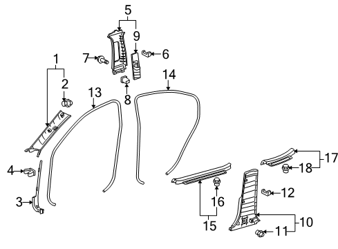 Diagram for 2009 Lexus IS350 Interior Trim - Pillars, Rocker & Floor