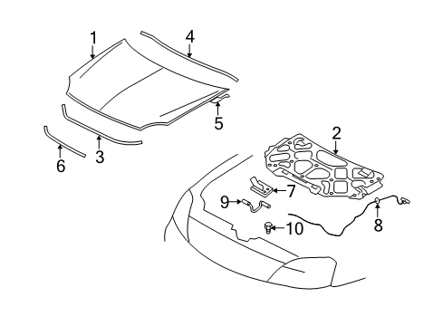 Diagram for 2005 Ford Freestyle Hood & Components