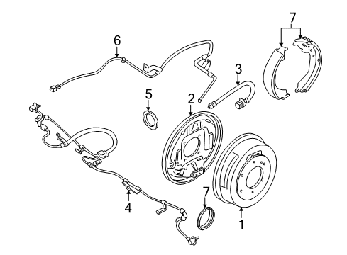 Thumbnail Rear Suspension - Brake Components for 2004 Nissan Xterra Anti-Lock Brakes