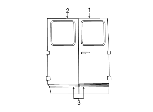 Thumbnail Side Loading Door & Components, Exterior Trim (Hinged) for 2003 Ford E-350 Club Wagon Side Loading Door & Components, Exterior Trim