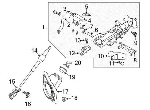 Thumbnail Steering Column Assembly (With Power Tilt Column) for 2009 Infiniti FX50 Steering Column Assembly