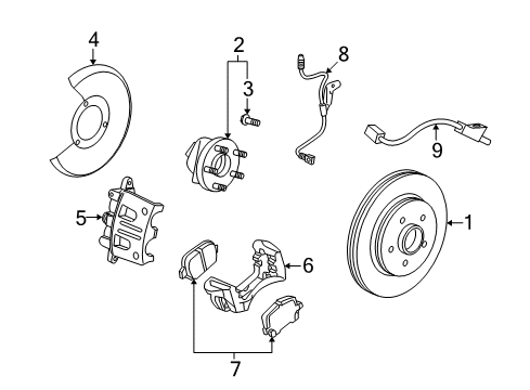 Thumbnail Front Suspension - Brake Components (Green Line) for 2008 Saturn Vue Anti-Lock Brakes