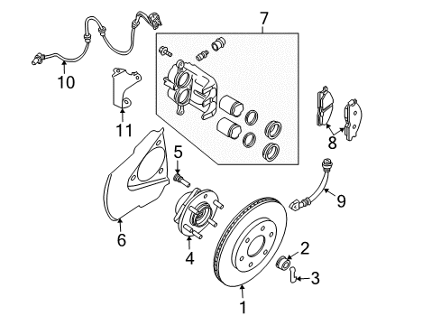Thumbnail Front Suspension - Brake Components (4WD) for 2005 Nissan Frontier Anti-Lock Brakes