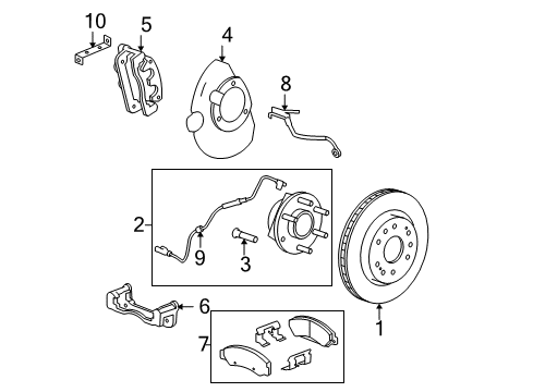 Thumbnail Front Suspension - Brake Components (2WD), (LS,LT,LTZ) for 2010 Chevrolet Tahoe Brake Components