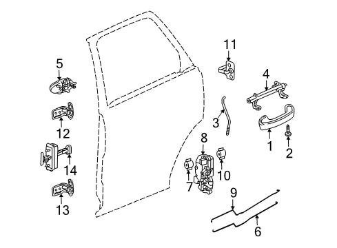 Thumbnail Rear Door - Lock & Hardware (Green Line) for 2007 Saturn Vue Front Door - Lock & Hardware