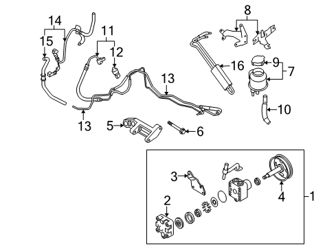 Thumbnail Steering Gear & Linkage - Pump & Hoses (4WD) for 2005 Infiniti FX35 P/S Pump & Hoses