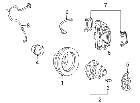 Thumbnail Front Suspension - Brake Components (4WD) for 2004 Ford Excursion Anti-Lock Brakes