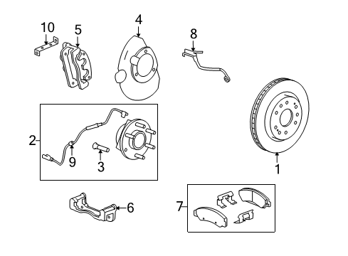 Thumbnail Front Suspension - Brake Components (4WD), (Hybrid) for 2010 Chevrolet Tahoe Brake Components
