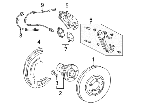 Thumbnail Front Suspension - Brake Components for 2005 Mercury Montego Anti-Lock Brakes