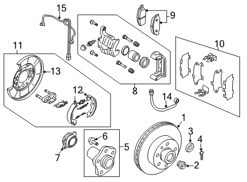 Thumbnail Rear Suspension - Brake Components (2WD) for 2003 Infiniti FX45 Anti-Lock Brakes
