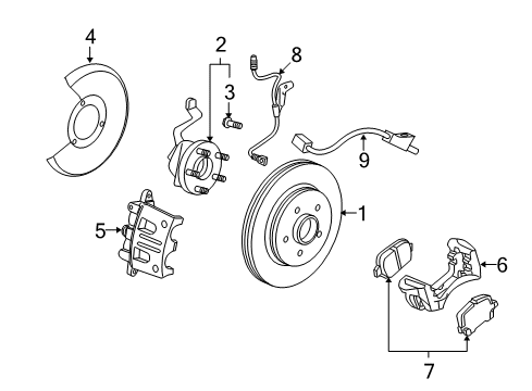 Thumbnail Front Suspension - Brake Components (Red Line,XE,XR) for 2008 Saturn Vue Anti-Lock Brakes