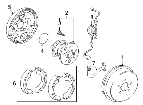 Thumbnail Rear Suspension - Brake Components (Drum Brakes) for 2001 Toyota Camry Rear Brakes