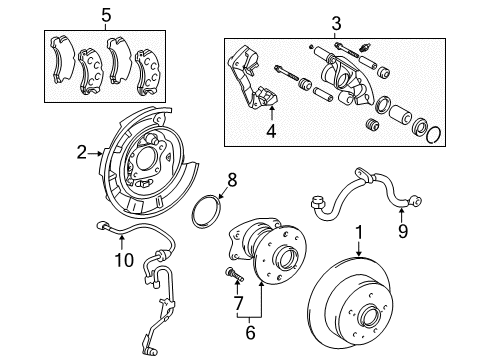 Thumbnail Rear Suspension - Brake Components for 2003 Toyota Avalon Anti-Lock Brakes