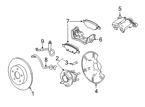 Thumbnail Rear Suspension - Brake Components (All Wheel Drive) for 2008 Saturn Vue Anti-Lock Brakes