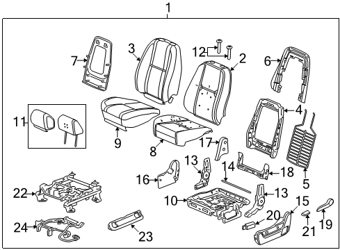 Thumbnail Seats & Tracks - Front Seat Components (Bucket Seat,Driver Seat,Without Power Lumbar) for 2009 Chevrolet Silverado 3500 HD Front Seat Components