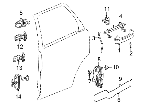 Thumbnail Rear Door - Lock & Hardware (Base,Red Line) for 2007 Saturn Vue Front Door - Lock & Hardware