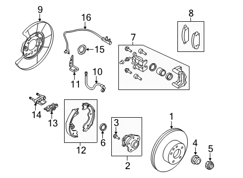 Thumbnail Rear Suspension - Brake Components (Without Sport Brakes) for 2009 Infiniti G37 Brake Components