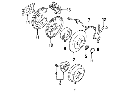 1994 Mitsubishi Mirage Rear Brakes Nut-HEXAGON Lock Diagram for MB584600