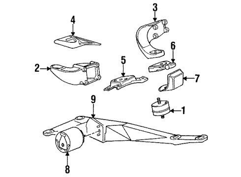 1988 BMW 325iX Engine Mounting Transfer Case Bushing Diagram for 23711130502