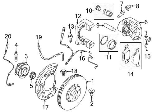 2014 BMW X5 Front Brakes Guiding Bolt Diagram for 34111157041