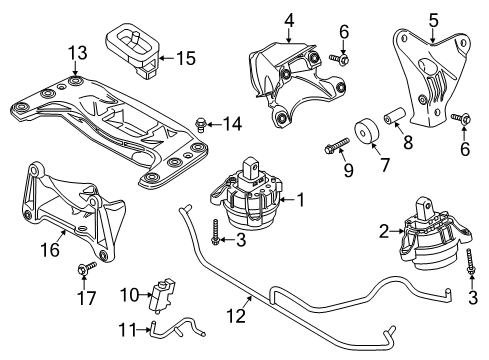 2016 BMW ActiveHybrid 5 Engine & Trans Mounting Engine Support Right Bracket Diagram for 22116781226