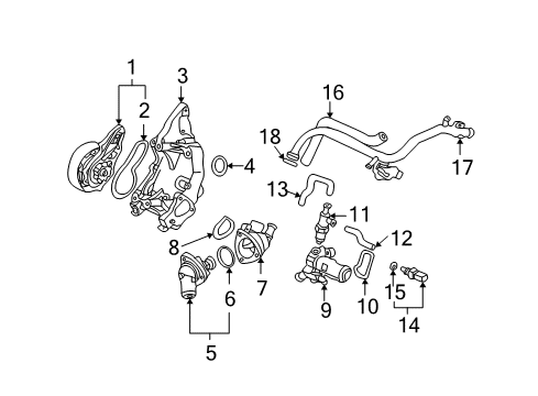 2002 Honda CR-V Powertrain Control Outlet Assy., Water Diagram for 19350-PRB-A00