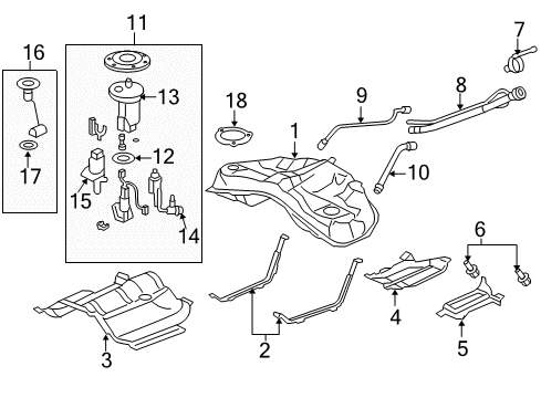 2009 Acura RL Fuel Injection Injector Assembly, Fuel Diagram for 16450-R70-A01