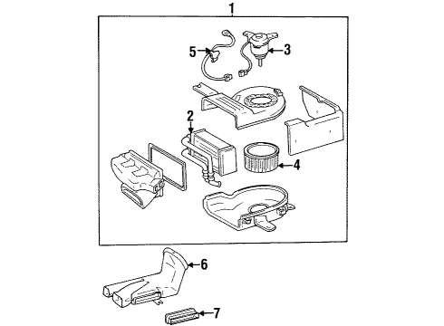 1995 Toyota Land Cruiser Heater Core & Control Valve Unit Sub-Assy, Heater Radiator Diagram for 87107-60130