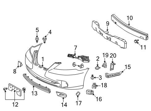 2012 Lexus ES350 Parking Aid Sensor, Ultrasonic Diagram for 89341-33110-C4