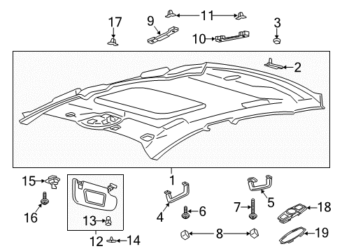 2018 Ford Fusion Interior Trim - Roof Sunvisor Diagram for HS7Z-5404104-UA