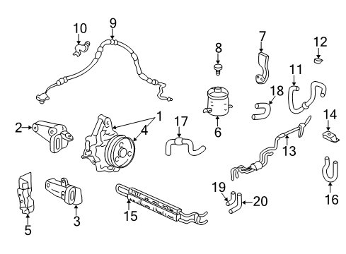 2000 Acura Integra P/S Pump & Hoses, Steering Gear & Linkage Hose, Oil Cooler In. Diagram for 53735-SR3-951