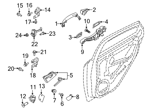 2016 Ford Focus Rear Door Handle, Outside Diagram for F1EZ-9922666-A