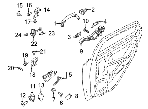 2016 Ford Focus Rear Door Handle, Inside Screw Diagram for -W502662-S303