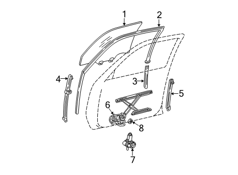 2004 Toyota Camry Front Door - Glass & Hardware Frame Diagram for 67403-33040