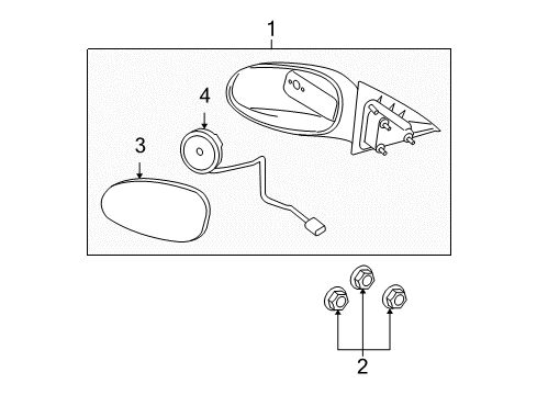 2007 Chevrolet Impala Outside Mirrors Mirror, Outside Rear View (Reflector Glass & Backing Plate) - RH Diagram for 89046148